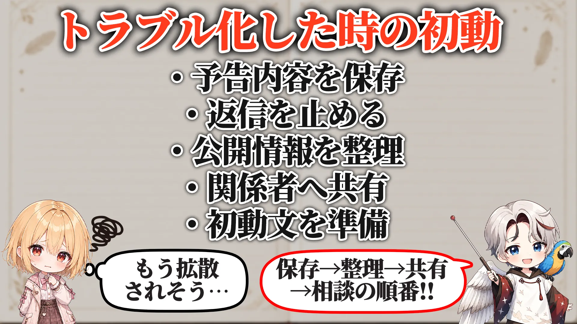 トラブル化した時の初動