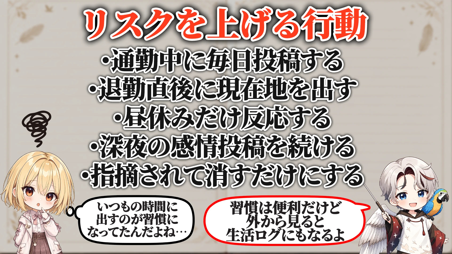 リスクを上げる危険行動